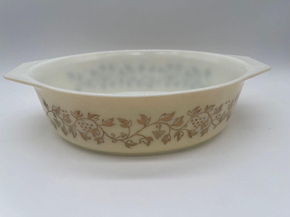 Vintage Pyrex Golden Harvest Oval Decorative Casserole Dish with Glass Lid